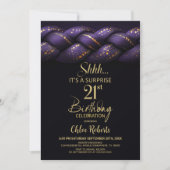 Invitation Purple Gold tresse Surprise 21e fête d'anniversair (Devant)