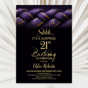 Invitation Purple Gold tresse Surprise 21e fête d'anniversair