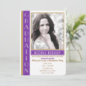 Invitation Purple Gold White Graduate Party Photo (Debout devant)