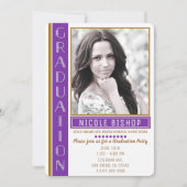 Invitation Purple Gold White Graduate Party Photo (Devant)