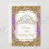 Invitation Purple Gold White Pearl Tiara fête d'anniversaire (Dos)