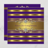 Invitation Purple Gold Womans 50e fête d'anniversaire (Devant / Derrière)