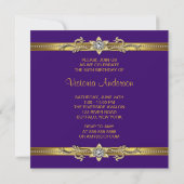 Invitation Purple Gold Womans 50e fête d'anniversaire (Dos)