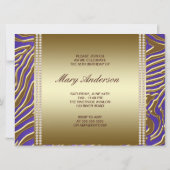 Invitation Purple Gold Zebra Womans 50e fête d'anniversaire (Dos)