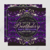 Invitation Purple Goth Deco Dentelle fabuleuse 40 fêtes Invit (Devant / Derrière)