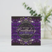 Invitation Purple Goth Deco Dentelle fabuleuse 40 fêtes Invit (Debout devant)