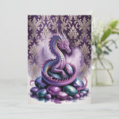Invitation Purple Gothic Dragon Birthday Party Bash (Debout devant)