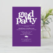 Invitation Purple grad party moderne audacieuse typographie s (Debout devant)