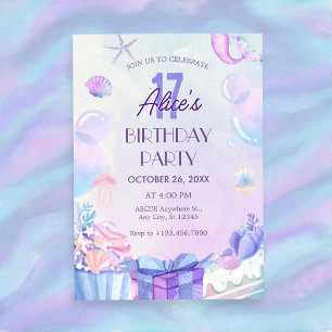 Invitation Purple Gradient sous la mer anniversaire