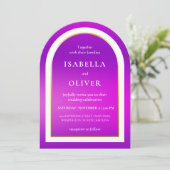 Invitation Purple gradient white text wedding (Debout devant)