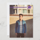 Invitation Purple Gras Lettres Diplômées et Diplôme de Casque (Dos)