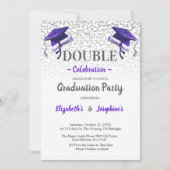 Invitation Purple Gray double Graduation Party 2 photo (Devant)