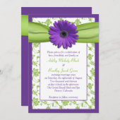 Invitation Purple Green Daisy Mariage damassé (Devant / Derrière)