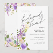 Invitation Purple Green Floral Bridesmaids Brunch Party (Devant / Derrière)