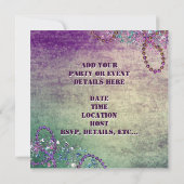Invitation Purple Green Mardi Gras Beads Masquerade Party (Dos)