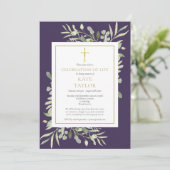 Invitation Purple Green Photo Célébration des funérailles de  (Debout devant)