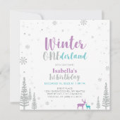 Invitation Purple Green Winter Onederland 1er premier anniver (Devant)