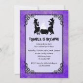 Invitation Purple Halloween sorcière problème est la fête de (Devant)