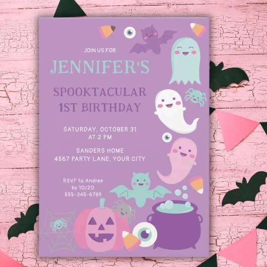 INVITATION PURPLE HALLOWEEN SPOOKTACULAR ANNIVERSAIRE