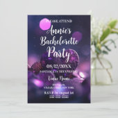 Invitation Purple Heart Bokeh Bachelorette (Debout devant)