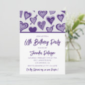 Invitation Purple Hearts Night Out Fille 66e anniversaire (Debout devant)