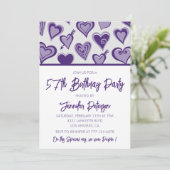 Invitation Purple Hearts Night Out Girly 57e anniversaire (Debout devant)