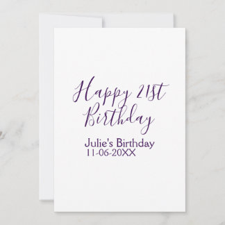 Invitation Purple heureux 21e anniversaire nom date Porte - c