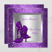 Invitation Purple High Heel Chaussures Silver Event Party (Devant / Derrière)