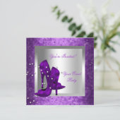 Invitation Purple High Heel Chaussures Silver Event Party (Debout devant)