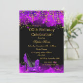 Invitation Purple High Heel Gold Black parties scintillant fê (Debout devant)