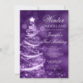 Invitation Purple Holiday Winter Onederland 1st Birthday (Devant)