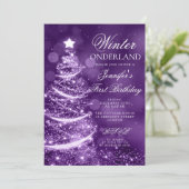 Invitation Purple Holiday Winter Onederland 1st Birthday (Debout devant)