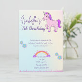 Invitation Purple horse and rainbow theme  (Debout devant)