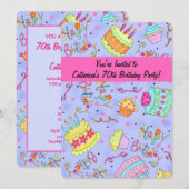 Invitation Purple Hot Pink Tween 12ème anniversaire Invitatio (Devant / Derrière)