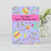 Invitation Purple Hot Pink Tween 12ème anniversaire Invitatio (Debout devant)