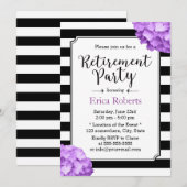 Invitation Purple Hydrangea Floral Moderne Stripes Retraite (Devant / Derrière)