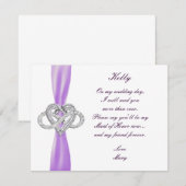 Invitation Purple Infinity Coeur Maid Of Honor Card (Devant / Derrière)
