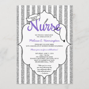 Invitation Purple Infirmière graduation RN pinning party
