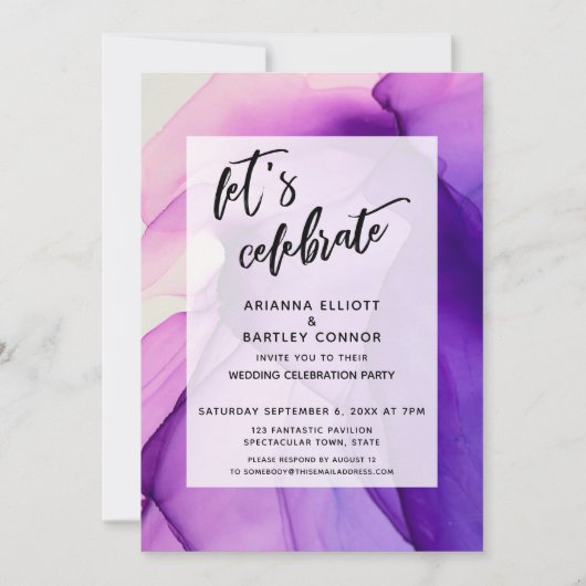 Invitation Purple Inks Fêtons La Réception De Mariage (Devant)