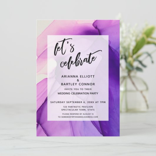Invitation Purple Inks Fêtons La Réception De Mariage (Debout devant)