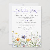 Invitation Purple Jaune Fleur sauvage Graduation (Devant)