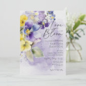 Invitation Purple Jaune Floral Amour En Fleur Douche Moderne (Debout devant)