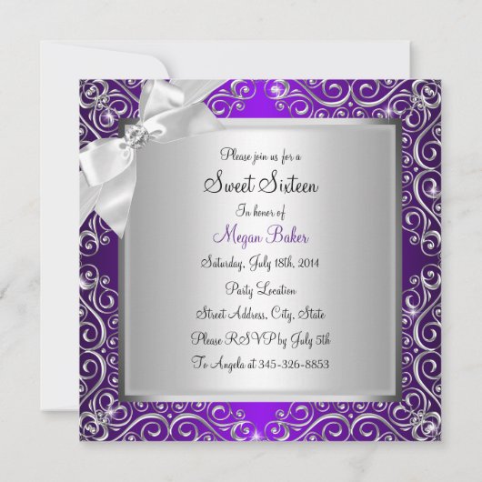 Invitation Purple Joli Arc Diamant Étincelant Éperceur Douce  (Dos)