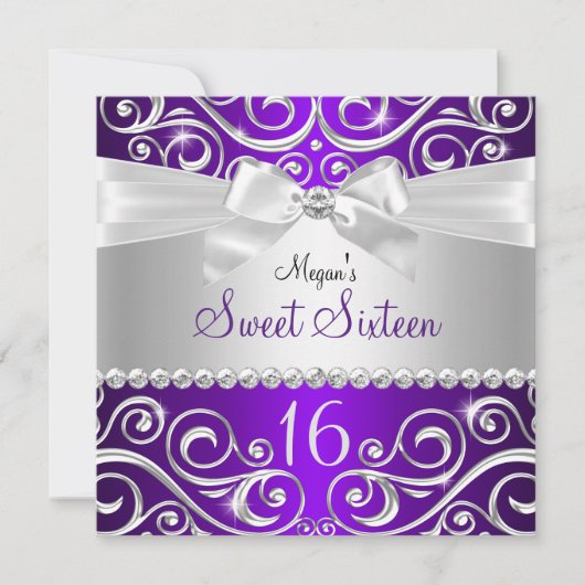 Invitation Purple Joli Arc Diamant Étincelant Éperceur Douce  (Devant)