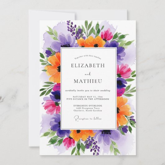 Invitation Purple Jubilant Spring Wedding (Devant)