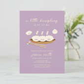 Invitation Purple Kawaii Stream Bao Dumpling Baby Shower (Debout devant)