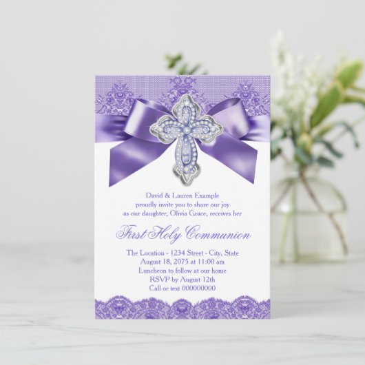Invitation Purple Lace Cross (Debout devant)