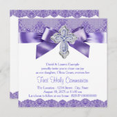 Invitation Purple Lace Cross (Devant / Derrière)