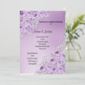 Invitation PURPLE LACE Florale ÉLÉGANT MARIAGE MODERNE (Debout devant)