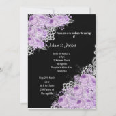 Invitation PURPLE LACE Florale ÉLÉGANTE MARIAGE MODERNE NOIR (Devant)